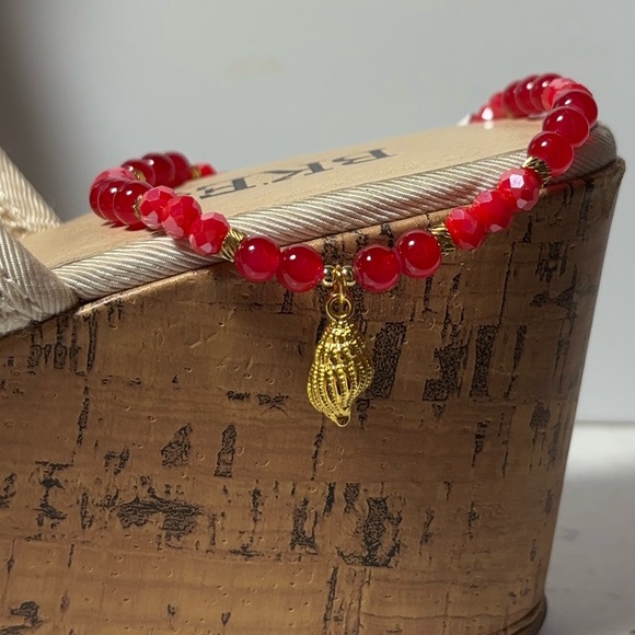 *SOLD* L22 Anklet Red AB Crystal & Glass Stretchy Ankle Bracelet - Picture 7 of 10